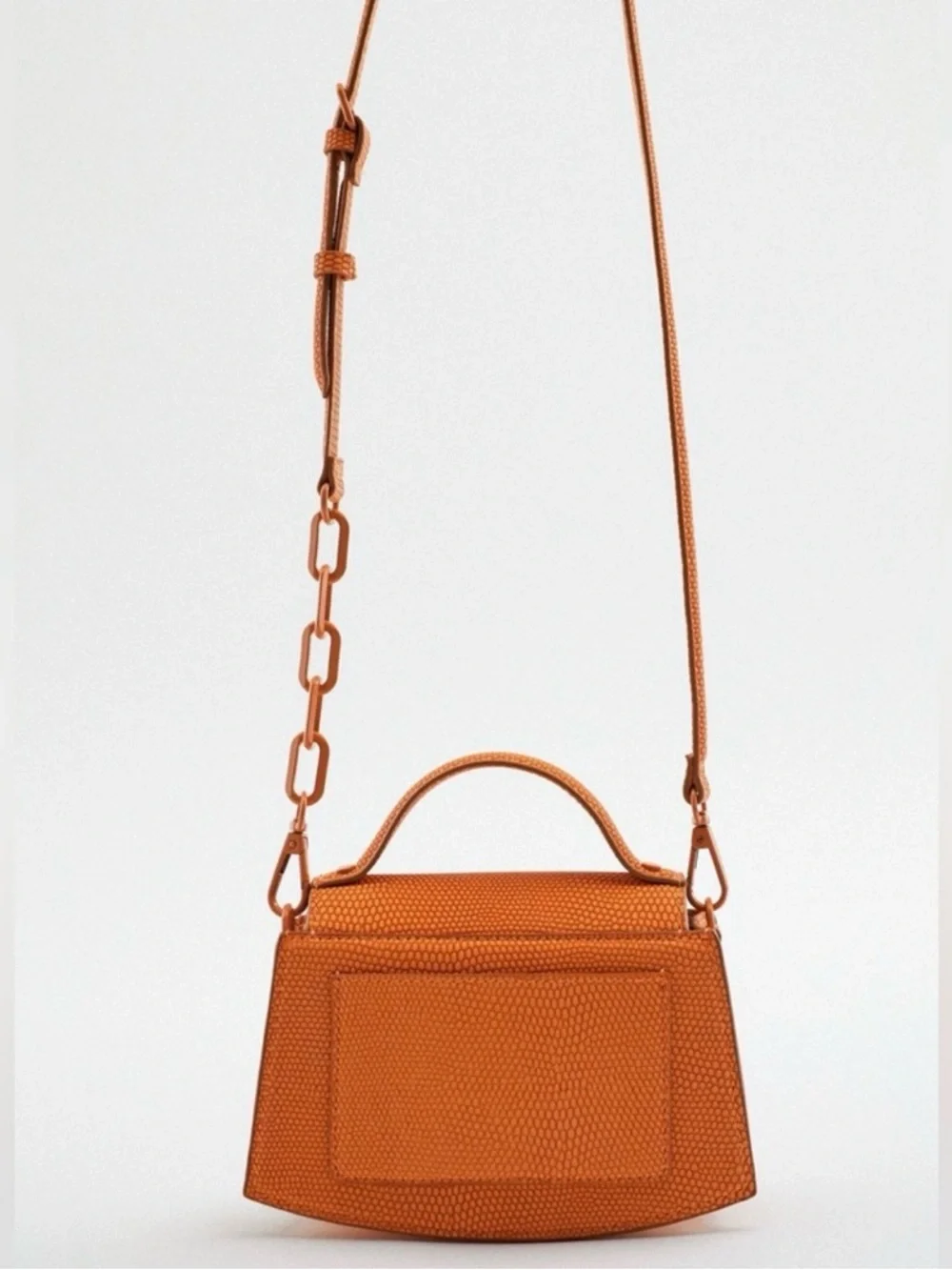 Zara Orange Embossed Crossbody Top-Handle Bag - Picture 2 of 7
